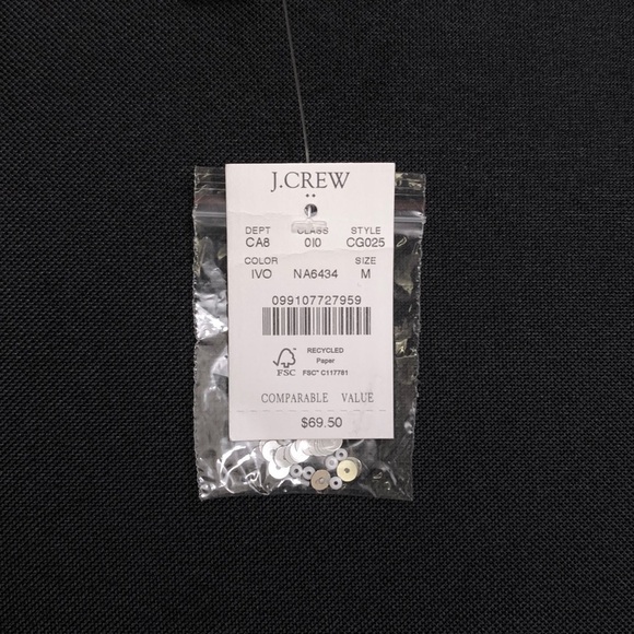 J CREW Ribbed Flower & Silver Bead Embellished Tank Top — Women’s MEDIUM — White - Picture 7 of 8